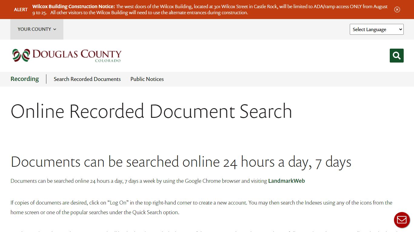 Online Recorded Document Search - Douglas County Government