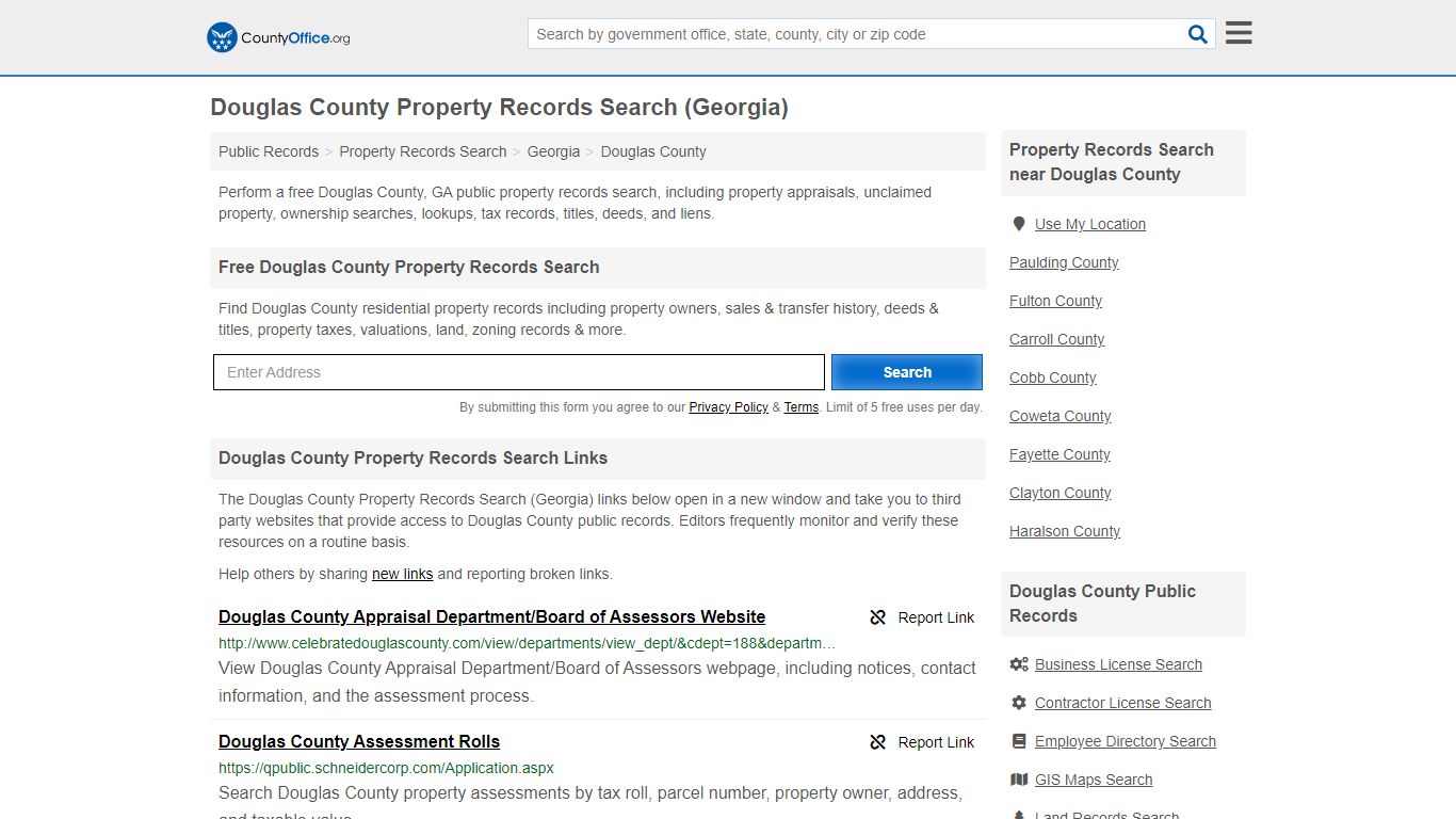 Property Records Search - Douglas County, GA (Assessments ...